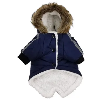 

Dog Clothes Winter Cotton-padded Clothes with Reflective Strips Thickened Fleece-lined Windproof Warm Pet Dog Clothes Winter