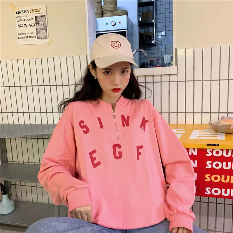 

Autumn Women's Sweatshirts Japanese Harajuku Ulzzang Letter Print Loose Sweatshirt Female Korean Kawaii Cute Clothing For Women