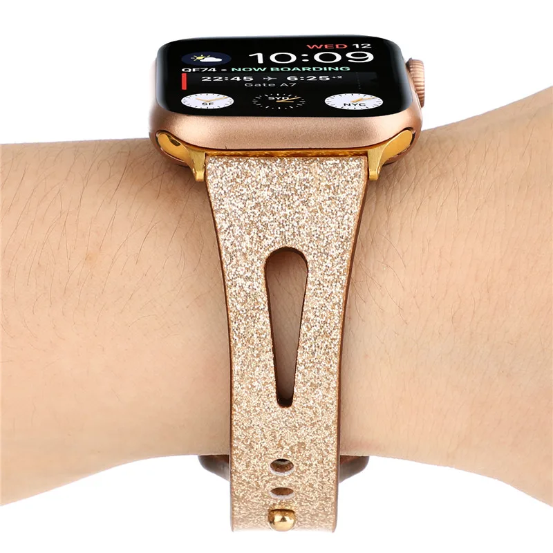 Из натуральной кожи петлевой браслет для наручных часов Apple Watch 4 полосы slim fit ремень 44/40/42/38 мм Замена аксессуары для запястья для наручных