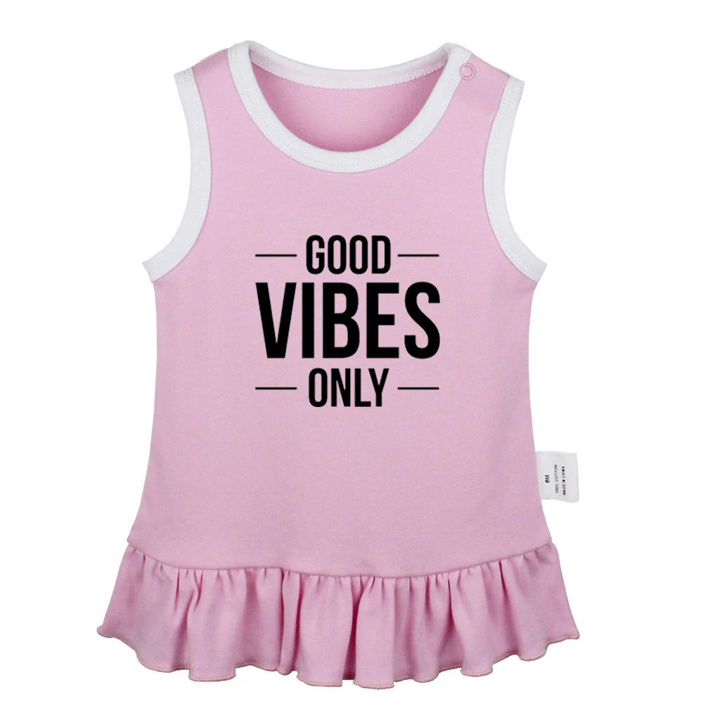 GOOD VIBES ONLY GUNS N' ROSE SUNDAY FUNDAY платья для новорожденных девочек платье без рукавов для малышей хлопковая одежда для новорожденных