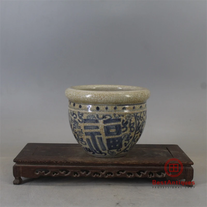 

Ming Min Kiln Blue and White Porcelain Fuzi Pot Arhat Jar Flower Vase Antique Vase Decoration Porcelain Collection Home Decor