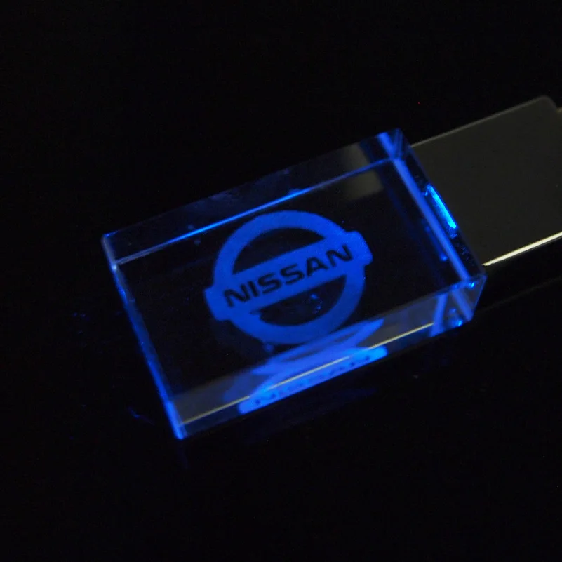 Pendrive Memory-Disk Car-Logo Glass Crystal NISSAN Usb-Stick Gift 128GB 16GB 4GB LED