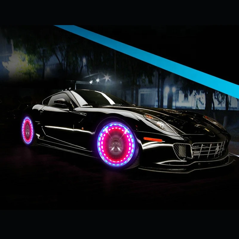 

4PCS Car Ambient Hub Lamp Solar Energy Decorative Neon Tire Led Light Rgb Auto Wheel Cap Lights Exterior Styling Accessories
