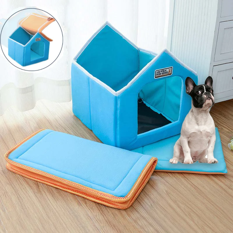 애완 동물 강아지 집 접이식 침대 매트 부드러운 겨울 표범 강아지 강아지 소파 쿠션 하우스 개집 둥지 개 고양이 침대 작은 중간 개
