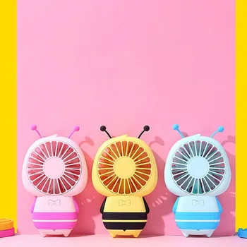 

Bumblebee fan New 2020 USB cartoon handheld fan three colors Mini portable LED fan Bumblebee fan USB charging cable Y505
