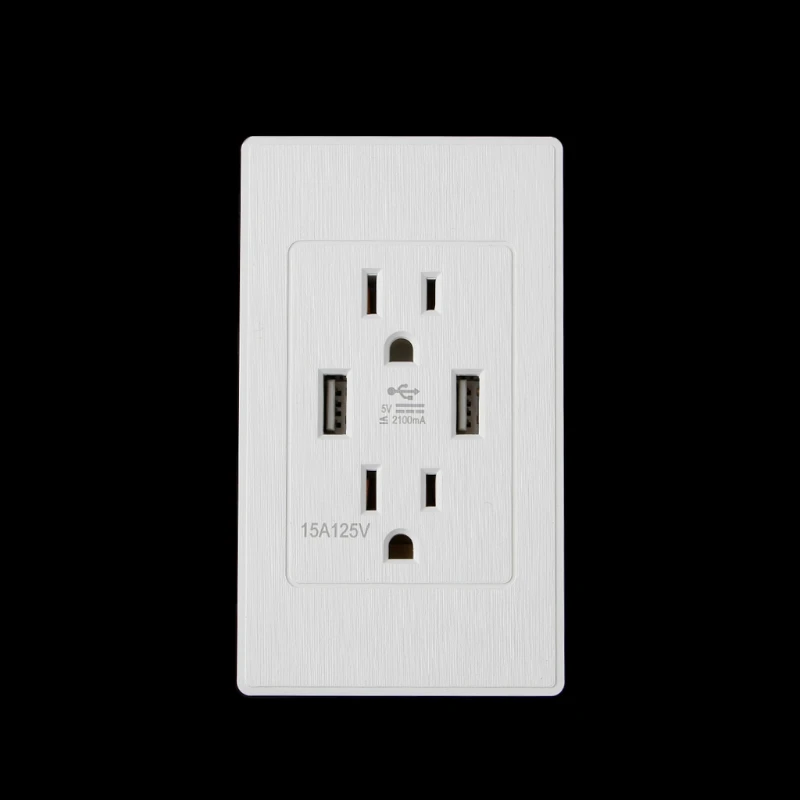 Высокоскоростная настенная розетка с американским штекером и двумя usb-портами, устойчивая к зарядным розеткам панель переменного тока