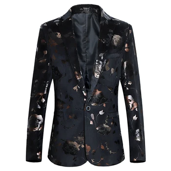 

Men's Blazer Fashion Floral Print Bronzing Slim Large Size 6XL Suit Coat Fashion Urban Casual Men's Banquet Suit