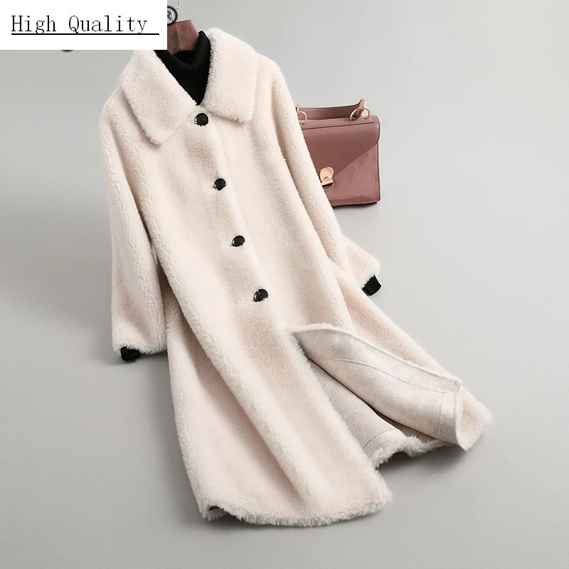 

Natural Real Fur Coat Women Winter Sheep Shearing Jacket Korean Fashion Ladies Clothes 2020 Thick Warm Long Coats YT002