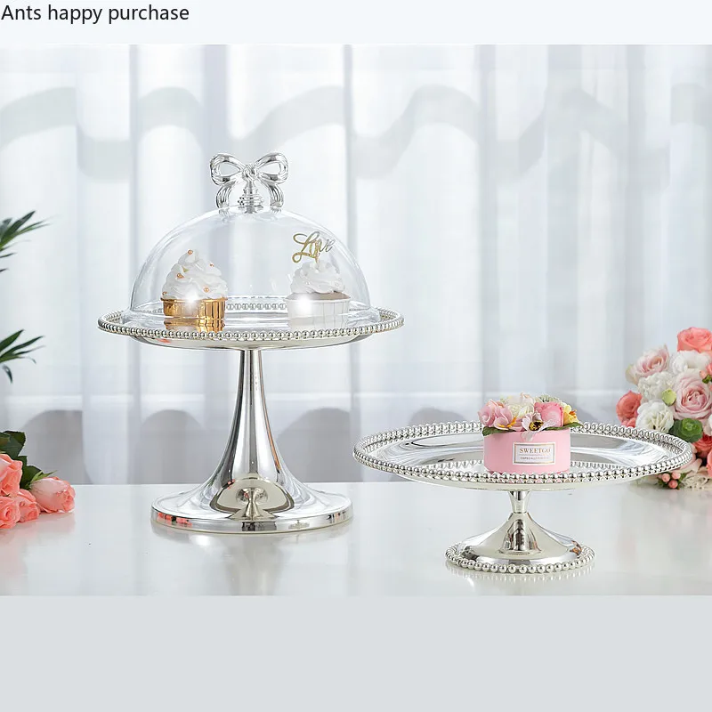 Wrought Iron Metal Cake Stand Creativity Pearl Fruit Plate Afternoon Tea Snack Tray Cake Pan Wedding Dessert Table Display Stand