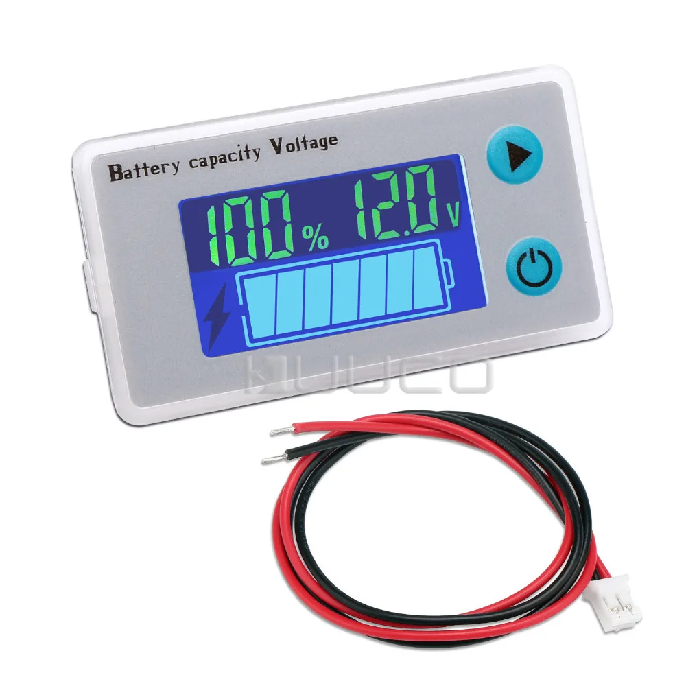 Цифровой Батарея индикатор 12V 24V аккумулятор вольтметра Ёмкость температура монитора Дисплей метр Панель 10-100V детектор батареи