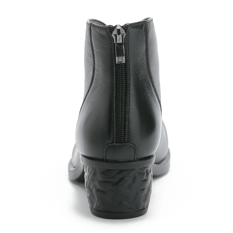 DRKANOL/ г., модные женские ботинки осенние женские ботильоны из натуральной кожи на толстом каблуке Женская обувь ботинки из мягкой кожи с молнией сзади