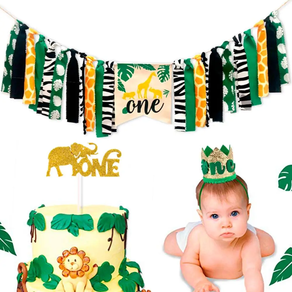 FENGRISE джунгли баннер на день рождения Amimal гирлянда на день рождения бумажная гирлянда флаг пальмовый лист баннер Babyshower сафари животное Вымпел