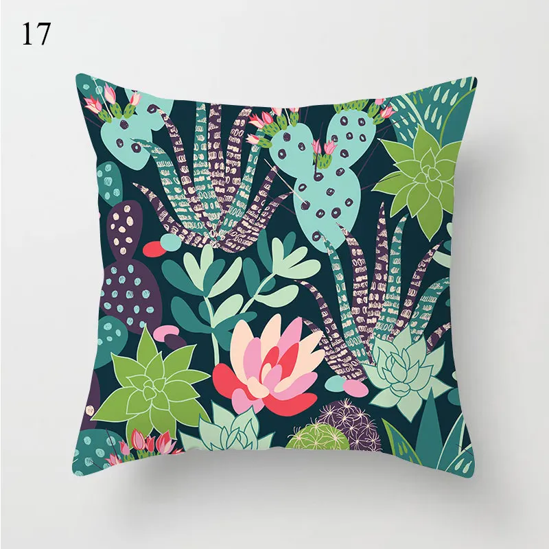 1PC Cactus Floral Print Cushion Cover Polyester Pillow Cases Throw Pillows Sofa Home Decor Pillowcase Decorative Pillow Covers