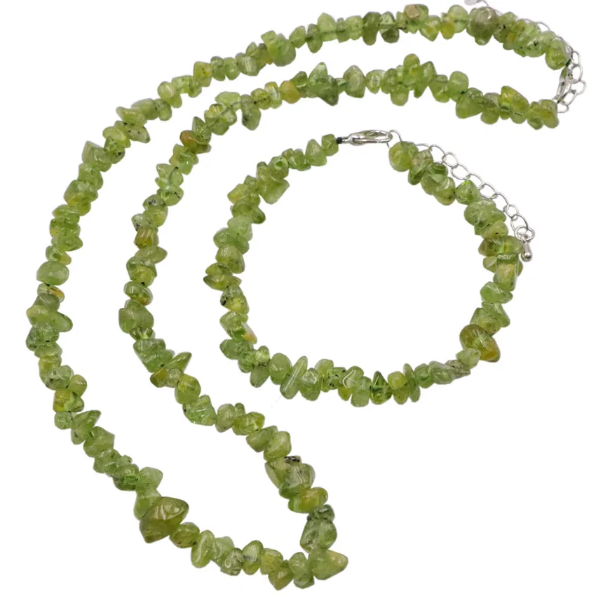 Charms Women Necklace Bracelet Jewelry Set Natural Stone Olivine ...