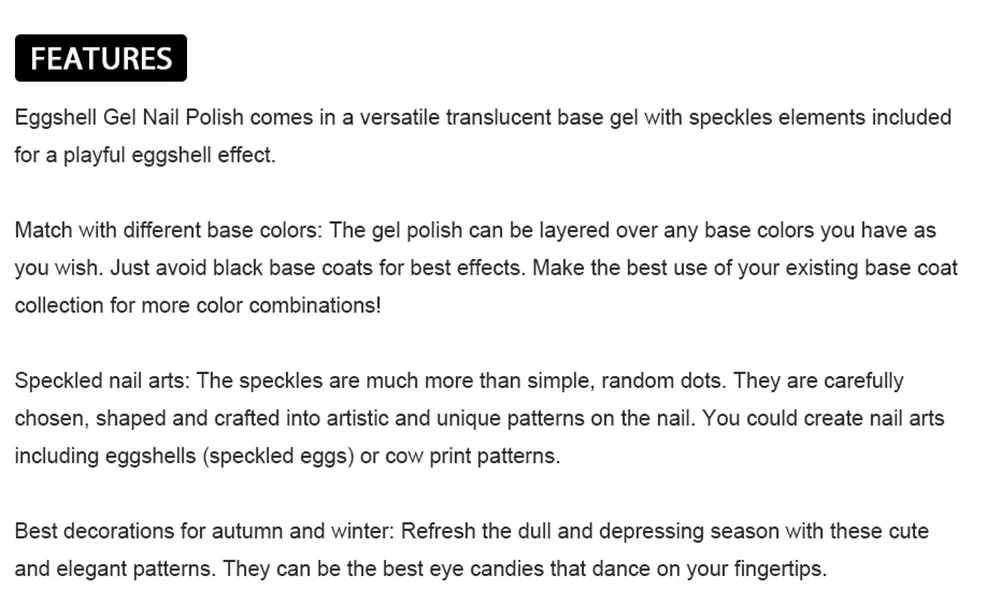 Description Picture 5 of itemYD KODI PROFESSIONAL 12ml Matte Eggshell Top Coat Need Gel polish Fall Winter Colors Semi-permanent Nails Gel Polish