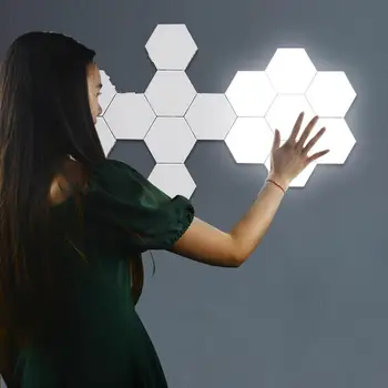 

DIY Night Lamp LED Magnetic Lights Wall Lamp Sensitive Touch Sensor LED Quantum Lamp Creative Gift Home Decor Hexagonal Lights