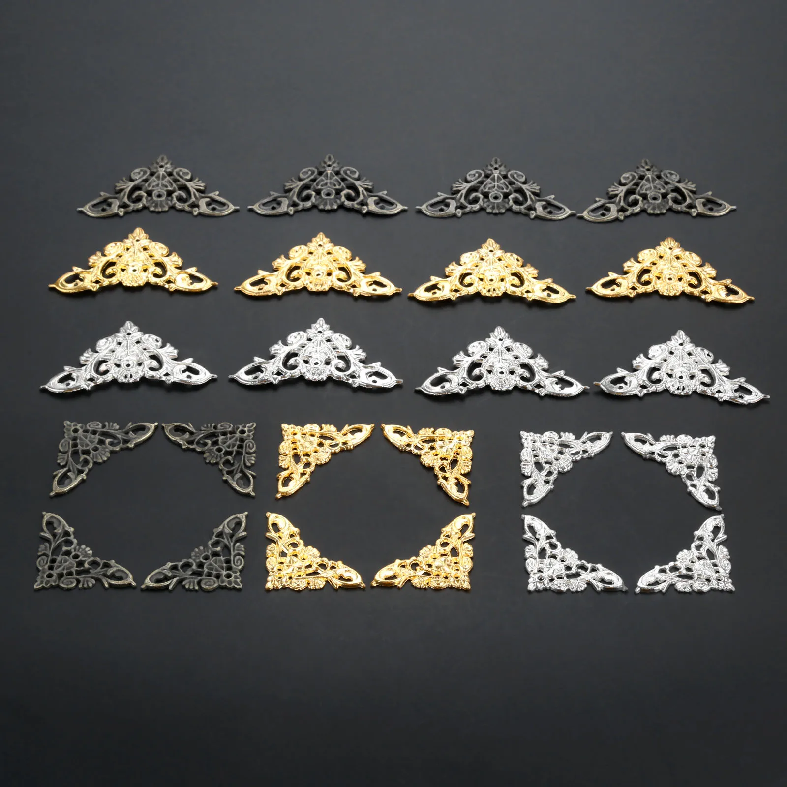 4Pcs Antique Brass Edge Corner Protector Bumper Guard Jewelry Box Decor Box Album Feet Leg Brackets Furniture Corner Protector Decorative Corner Cover Wood Box Feet Protector Metal Decorative Protectors