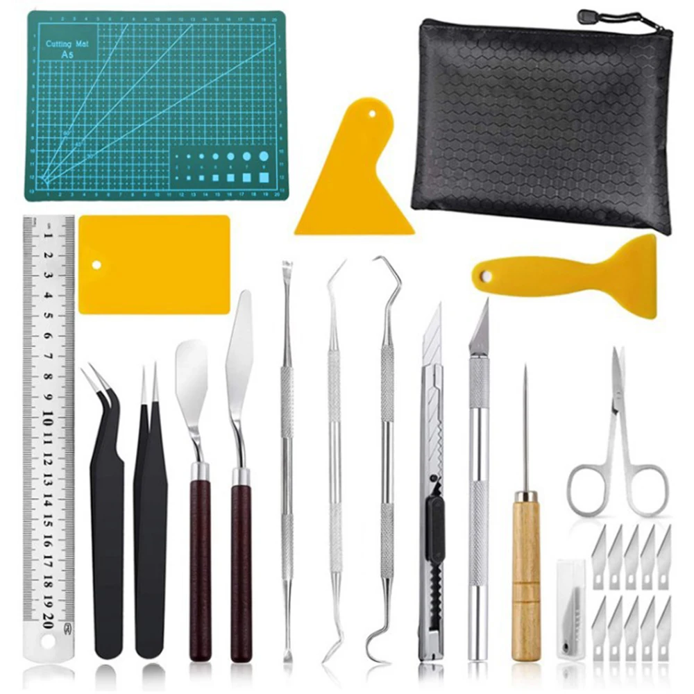 Scraper Tools Silhouette Lettering Vinyl Weeding Tool Kit for Weeding Vinyl Cysincos 51 Pcs Craft Tools Set Portable Craft Cutting Tools Including Weeding Scrap Collector Scrapbook Cameo 