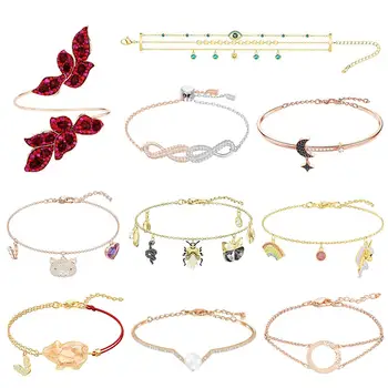

High Quality Swa SL012 0Origina Word Pearl Demon Eye Butterfly Insect Star Moon Camellia Hippocampus Crystal Bracelet Jewelry