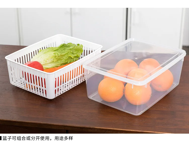 Коробка для хранения фруктов и овощей, большая емкость, органайзер для холодильника, еды, коробка для свежести, кухонная корзина для слива, пластиковая раковина для умывальника