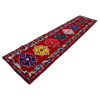 

83x370 Cm Red Handmade Boho Runner Rugs-3x12 Ft