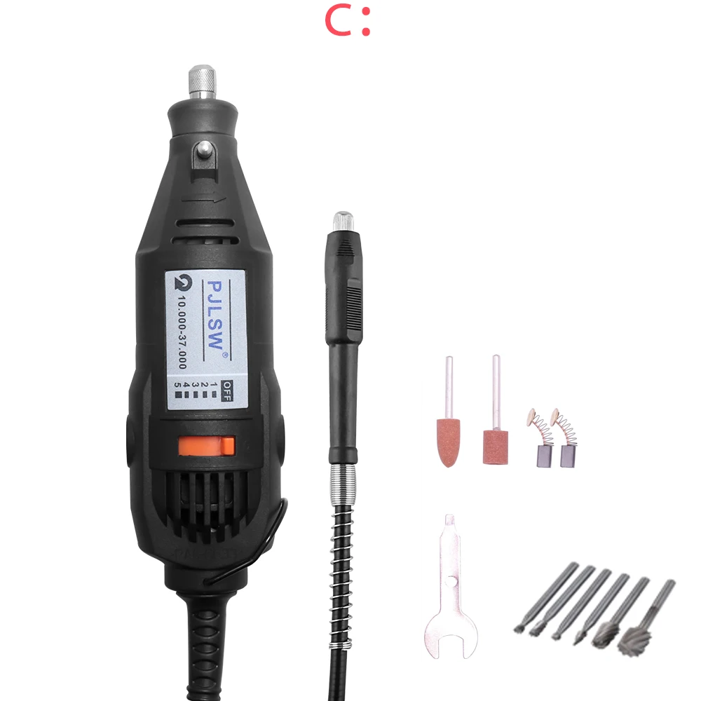 Цвет: желтый PJLSW Dremel стиль Электрический Роторный инструмент переменная скорость мини дрель инструмент полировка ГРАВИРОВКА СВЕРЛЕНИЕ с гибким валом резка - Цвет: Цвет: желтый