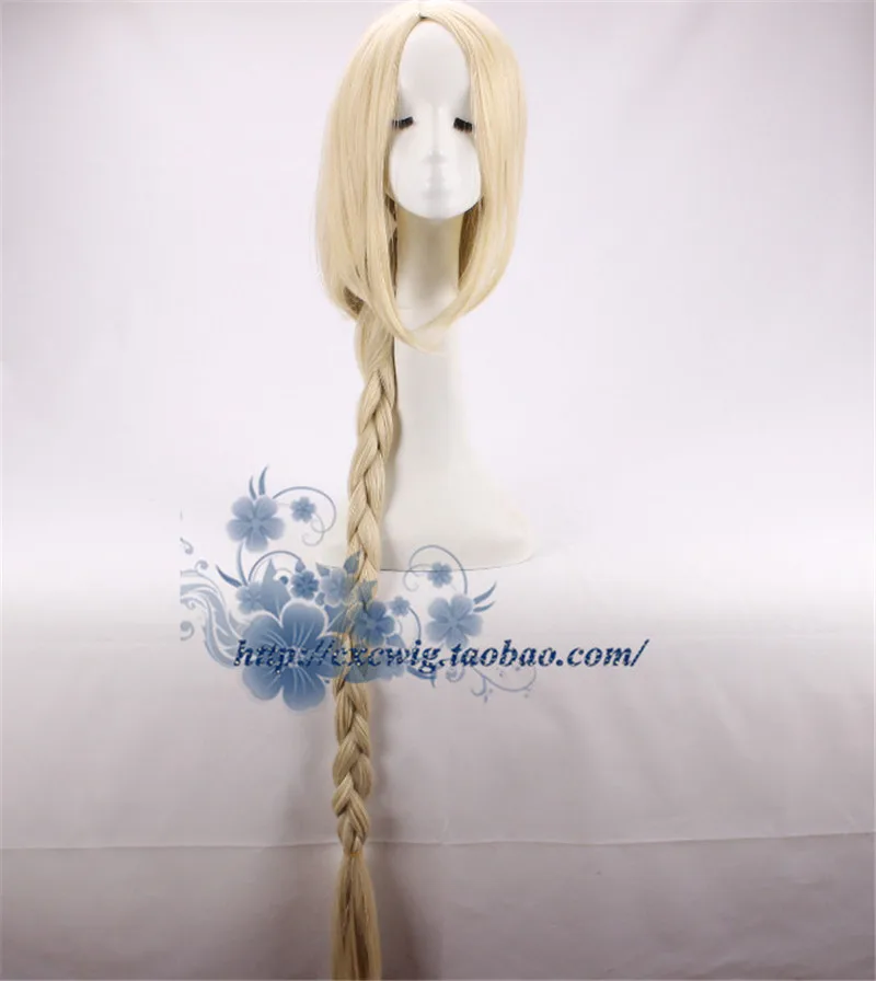 120cm/46.8" Long Braid Style Tangled Princess Rapunzel Cosplay Wig Halloween Role Play Long Braided Costume Wig+Cap