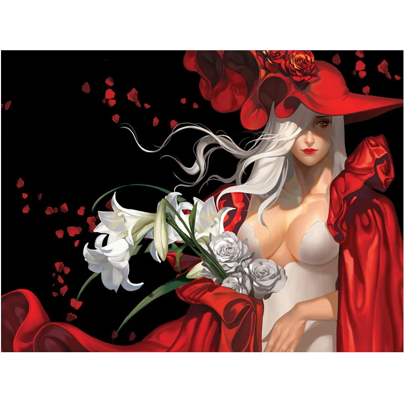 5d diy 2020 Newest ideas Gift diamond painting red hat lily girl embroidery square round mosaic beauty YG1908 | Дом и сад