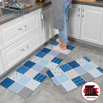 

Kitchen Leather Waterproof and Oil-proof Floor Mats Entrance Hall Carpet Rugs Home Decoration Geometric Pattern Non-slip Carpet