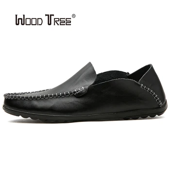 

WOODTREE fashion leather loafers men's 2020 italian style men's shoes casual leather breathable pea shoes men