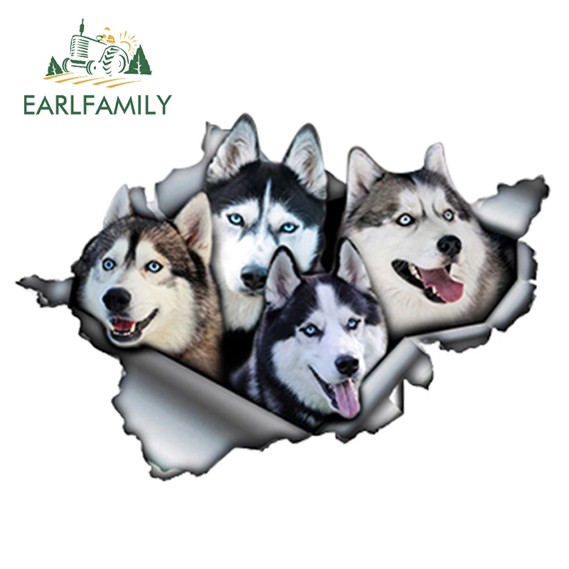 Автомобильная наклейка EARLFAMILY 13 см x 8 9 с забавными Huskies рваная металлическая
