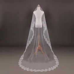 5 Meter White Ivory Cathedral Wedding Veils Long Lace Edge Bridal Veil  Wedding Accessories Bride Veu Wedding Veil