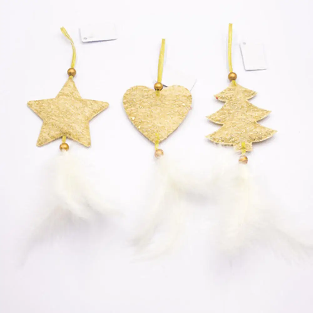 1 шт рождественские украшения для дома золотые серебряные звезды сердце Рождественская елка перо кулон рождественские украшения Новогодние украшения