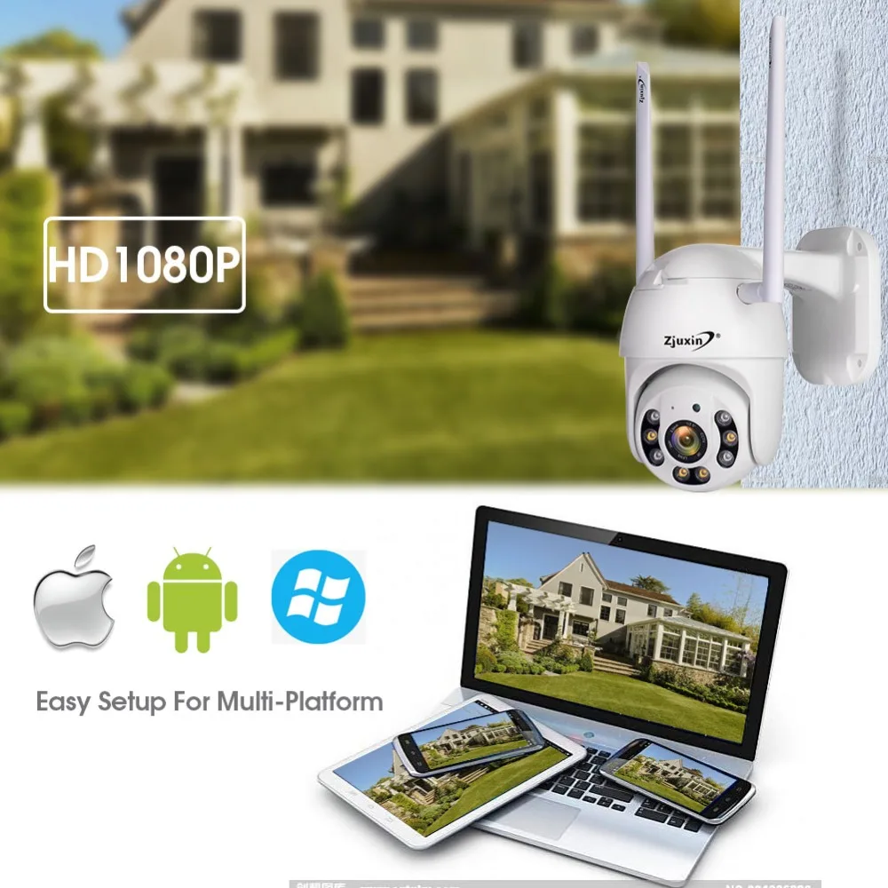 Zjuxin IP камера wifi наружная PTZ скоростная купольная 360 CCTV камера Wi-Fi Водонепроницаемая 1080P камера видеонаблюдения ipcam внешняя