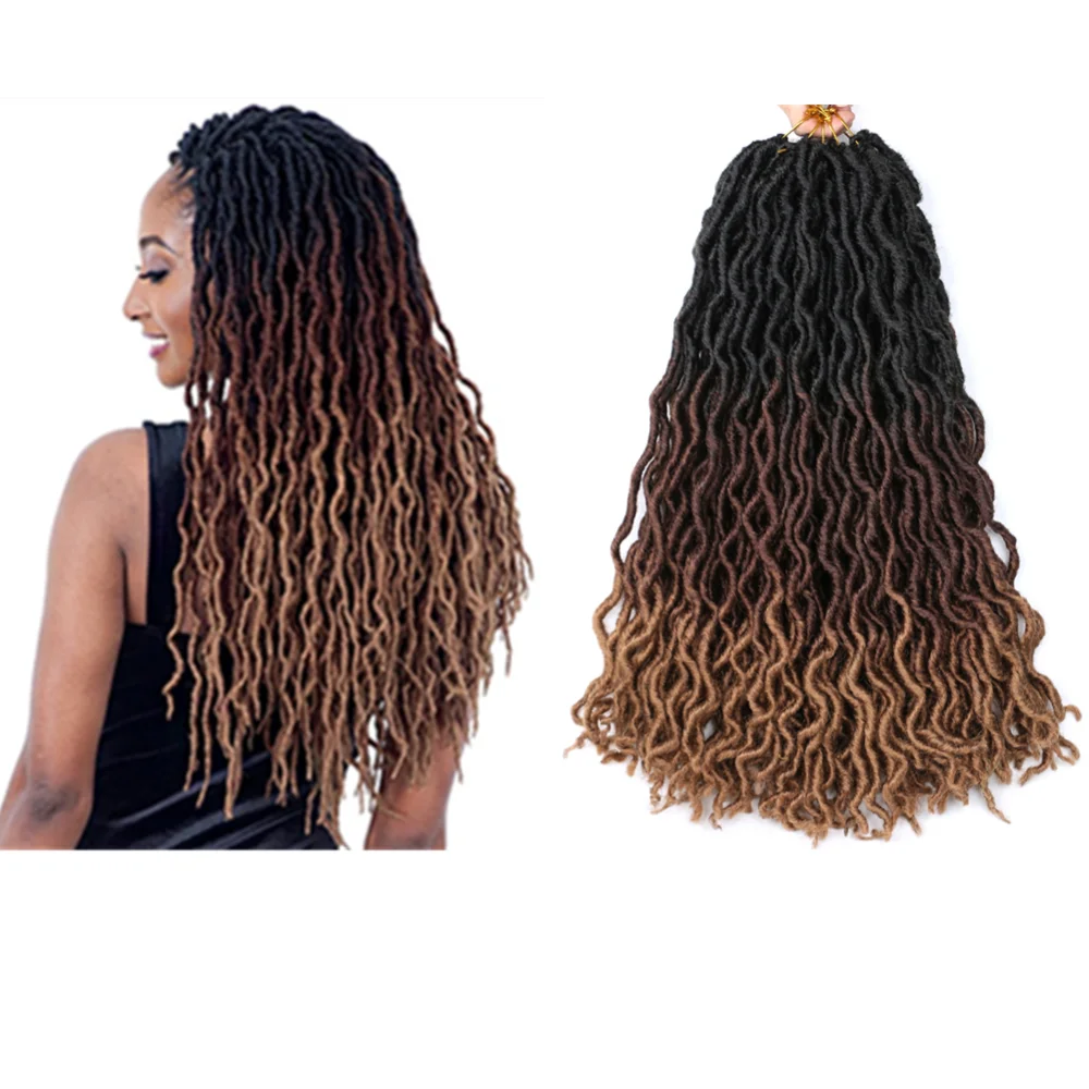 Pervado волосы богиня Faux Locs Curly Омбре плетение волос Мягкие косы синтетические цыганские Locs крючком коса волос Exntension