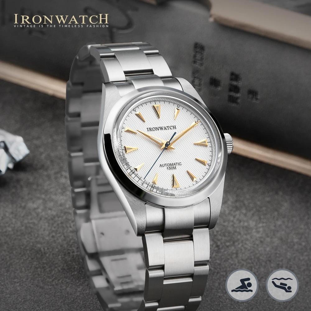 

IRONWATCH мужские часы, новинка, 36 мм, винтажные автоматические механические мужские водонепроницаемые (20 бар)