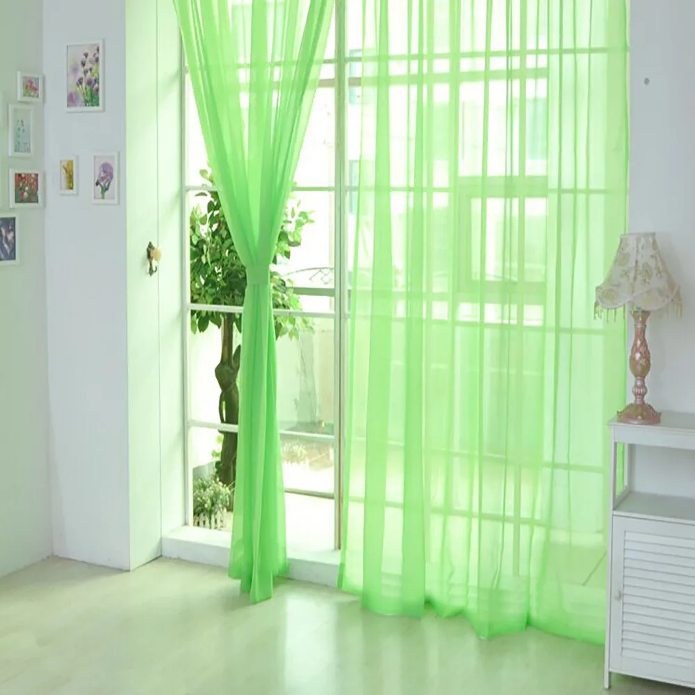 1pcs European And American Style White Window Curtains Solid Door Curtains Transparent Tulle Curtain For Living Room