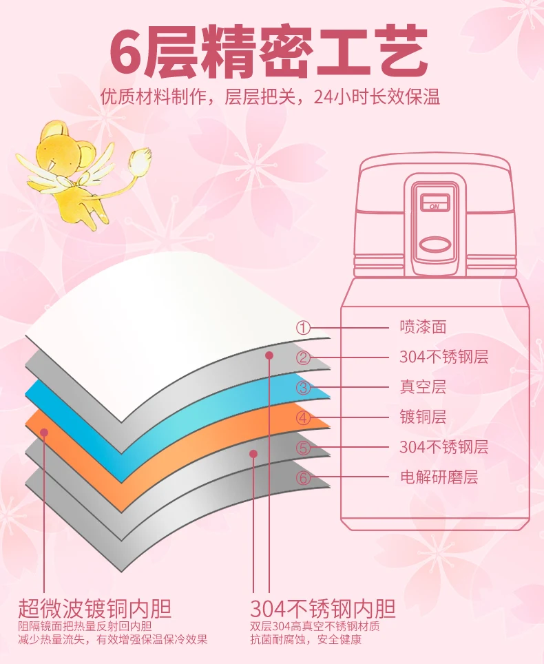 Аниме Card Captor Sakura Косплэй стакан питьевой воды студент вакуумный термос