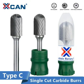 

XCAN Rotary Burrs 6mm Shank Single Cut Tungsten Carbide File Type C Metal Carving Bit Milling Cutter Carbide Burrs