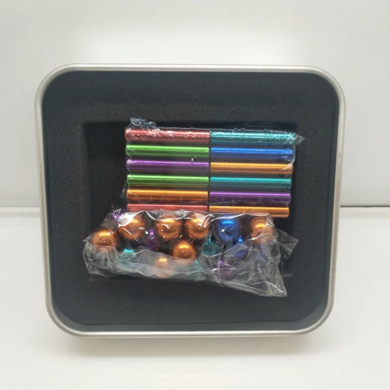 Новые 5 мм 216 шт магнитные шарики для нео-Кубы с металлической коробкой - Цвет: bar colorful