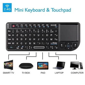 Miniteclado inalámbrico RF de 2,4G, periférico con retroiluminación, Touchpad, ratón, para PC, Notebook, Smart Tv Box, español, francés, ruso, inglés