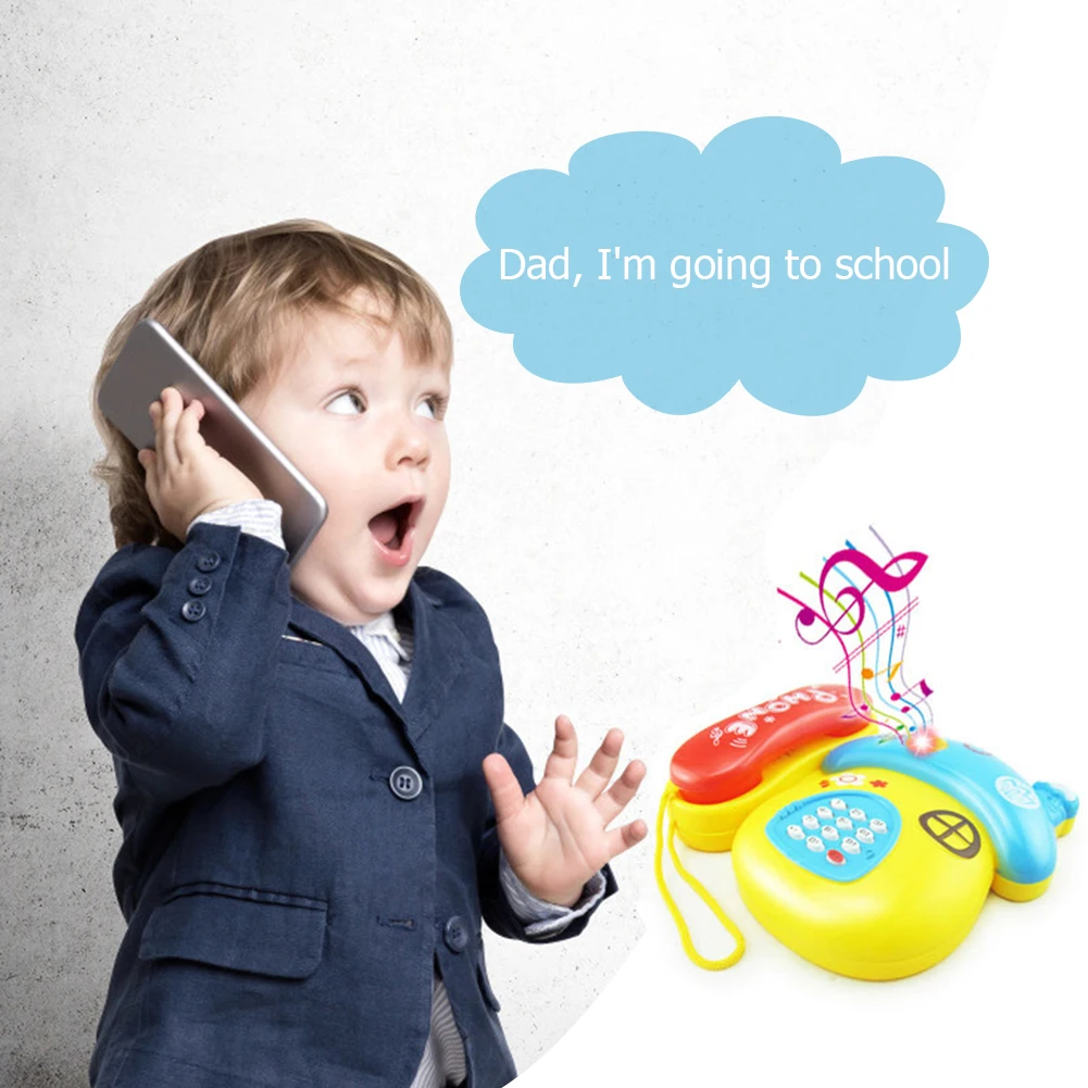 Cute Electronic Phone Toy Kid Musical Sound Early Educational Learning Cartoon Telephone Baby Gift Random Color