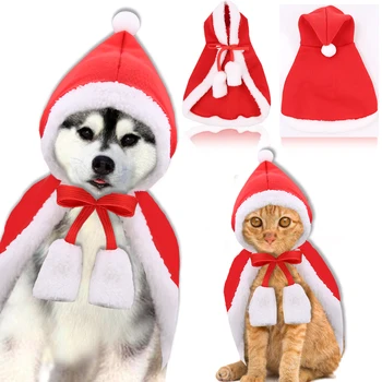 

Christmas Pet Dog Cat Cloak Hooded Transformed Coat Winter Costume for Puppy French Bulldog Chihuahua New Year Cosplay Costume