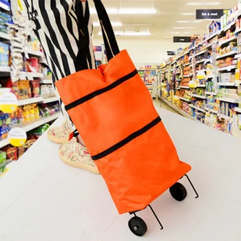 

Portable Shopping Trolley Bag Oxford Foldable Tote Bag Shopping Cart Reusable Grocery Bags Wheels Rolling Shopping Organizer