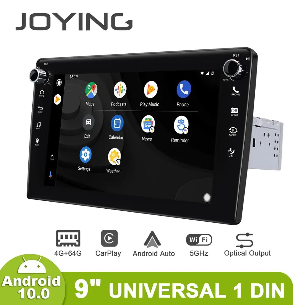 

JOYING 9"2.5D IPS Android 10 HD 1280*720 Car Radio Stereo 1din Universal Head Unit Android Auto Carplay 4G Module Optical Output