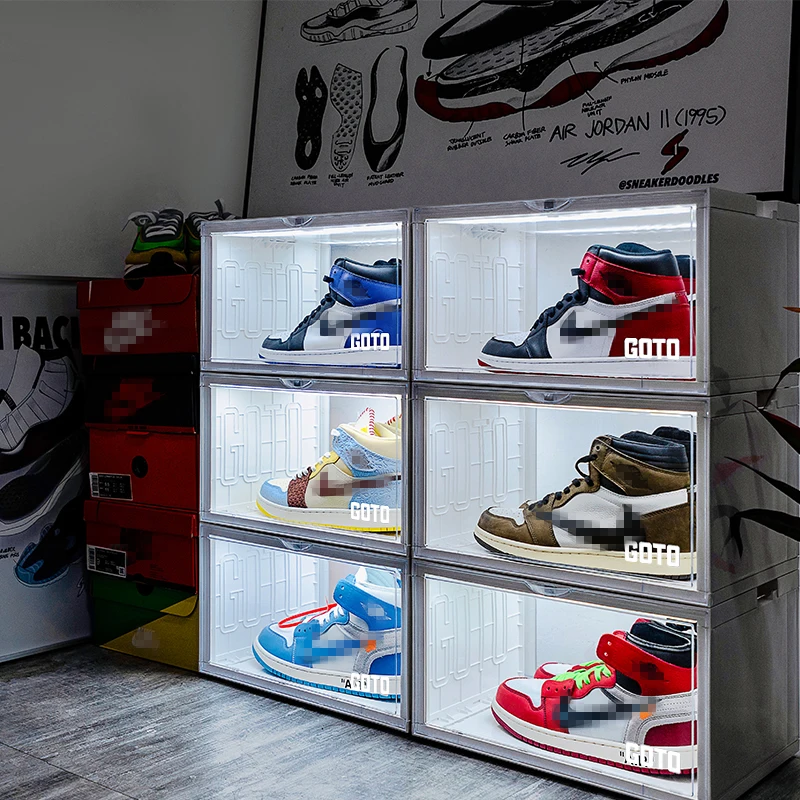 Goto Upgrade Vioce Control Led Light Sneaker Box Footwear Dust Proof