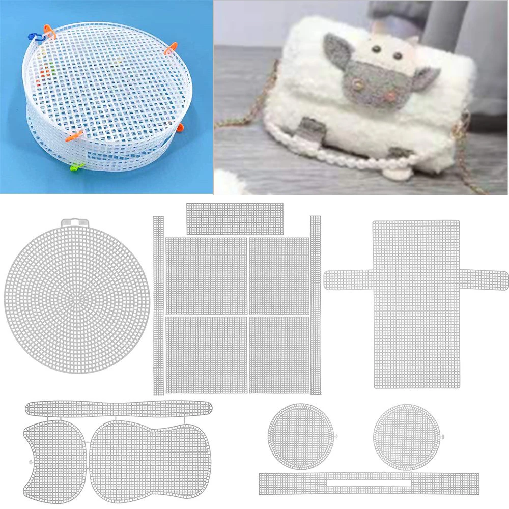Plastic Mesh Cloth Bag DIY Handcraft Bags Making Latch Hook Bags Weaving Material Made Grid Hook