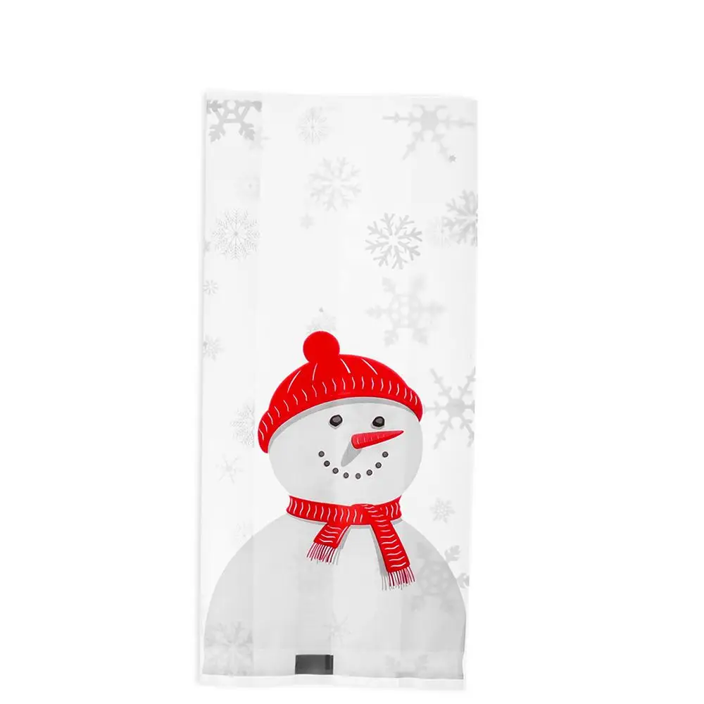 10/50Pcs Transparent Plastic Bag Christmas Bag Santa Claus Snowman Cellophane Cookie Fudge Candy Cookie Gift Bag Frosted Pouch - Цвет: 50PCS 7X15