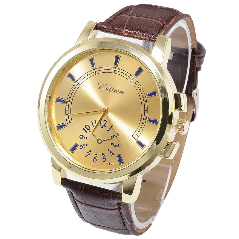 

Derivative Hot Fashion Men's Leather Belt Watch Korean-style Simple Large Dial Quartz Watch Watch