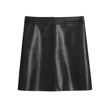 Дизайн тонкая высокая талия Корейская версия тонкая кожаная черная юбка темперамент Highstreet Современная классическая короткая мини-юбка Сексуальная